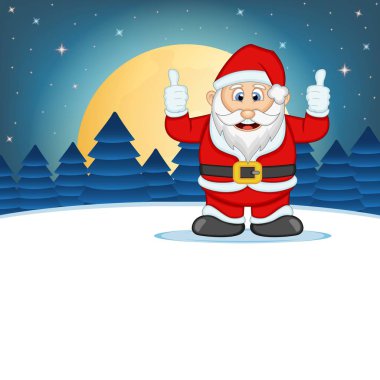 Noel Baba Yıldız, Gökyüzü ve Kar Tepesi Arka Plan Vektör İllüstrasyon ile