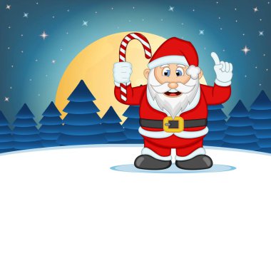 Noel Baba Yıldız, Gökyüzü ve Kar Tepesi Arka Plan Vektör İllüstrasyon ile