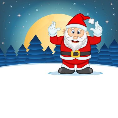 Noel Baba Yıldız, Gökyüzü ve Kar Tepesi Arka Plan Vektör İllüstrasyon ile
