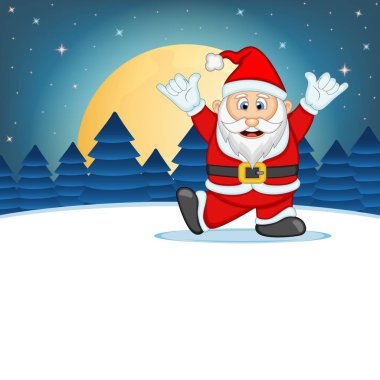 Noel Baba Yıldız, Gökyüzü ve Kar Tepesi Arka Plan Vektör İllüstrasyon ile