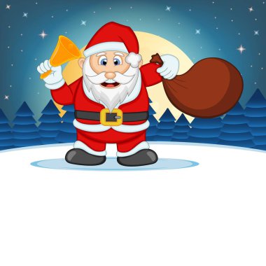 Noel Baba Yıldız, Gökyüzü ve Kar Tepesi Arka Plan Vektör İllüstrasyon ile