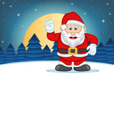 Noel Baba Yıldız, Gökyüzü ve Kar Tepesi Arka Plan Vektör İllüstrasyon ile