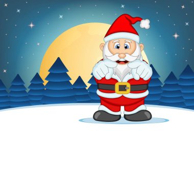Noel Baba Yıldız, Gökyüzü ve Kar Tepesi Arka Plan Vektör İllüstrasyon ile