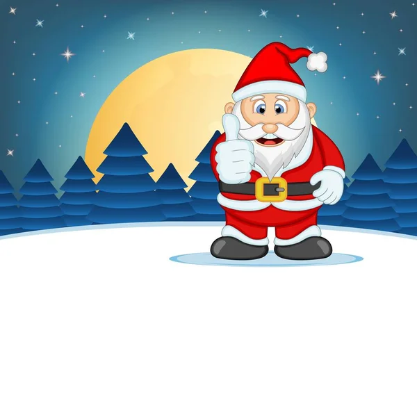 Père Noël Avec Étoile Ciel Neige Hill Illustration Vectorielle Fond — Image vectorielle