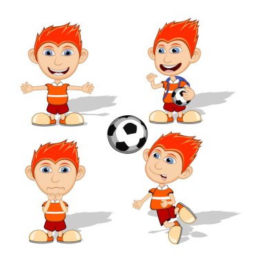 Çocuklar seti bir gülümseme vermek, bağırarak ve topları vektör illüstrasyon oynarken