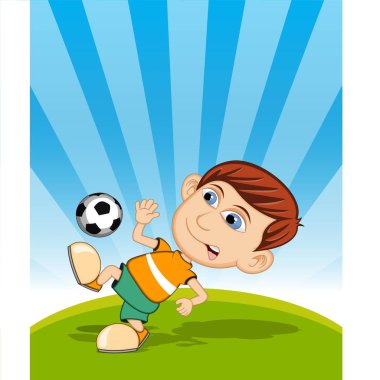 Futbol vektör illüstrasyon oynayan çocuk