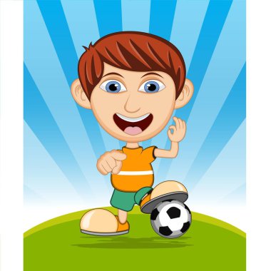 Futbol vektör illüstrasyon oynayan çocuk