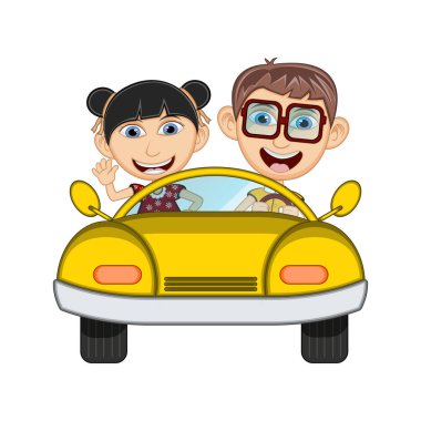 Çizgi film vektör çizimi kullanan çocuklar