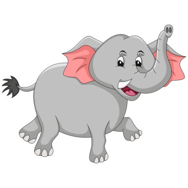 Şirin fil gülümseyen karikatür çizimi yaparken yürüyor.