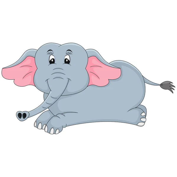 Elefante Sueño Mientras Sonríe Ilustración Imagen Dibujos Animados — Vector de stock