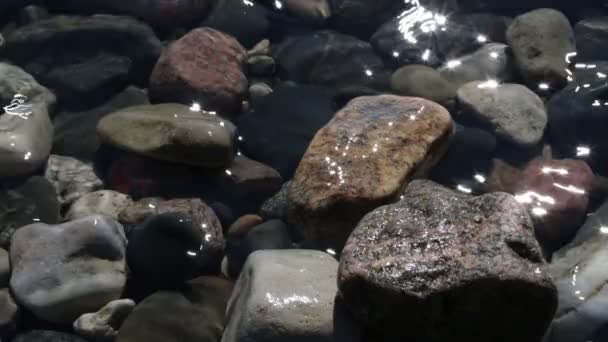 Pobliżu Kamienistej Plaży Woda Myje Kamienie — Wideo stockowe