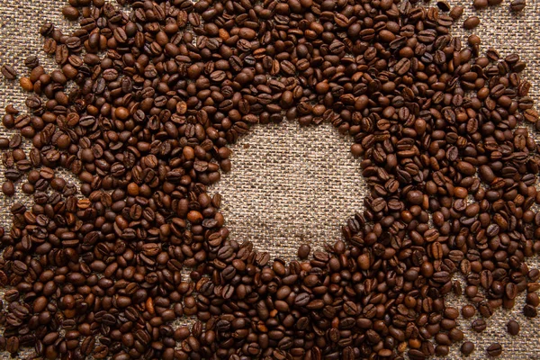 Koffiebonen Zak Achtergrond Ruimte Kopiëren — Stockfoto