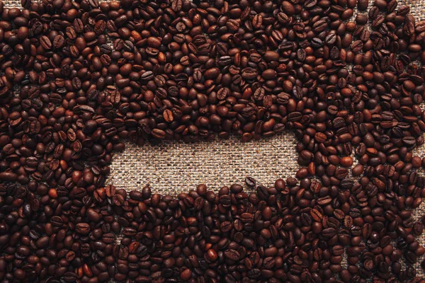 Koffiebonen Zak Achtergrond Ruimte Kopiëren — Stockfoto