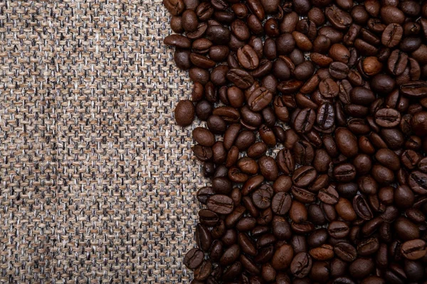 Ziarna Kawy Tło Worze Kopiuj Przestrzeń — Zdjęcie stockowe