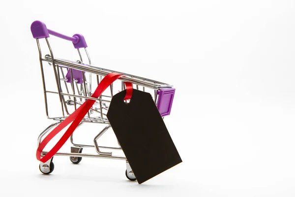 Etiqueta Preta Com Palavras Venda Caddy Para Fazer Compras Etiqueta — Fotografia de Stock