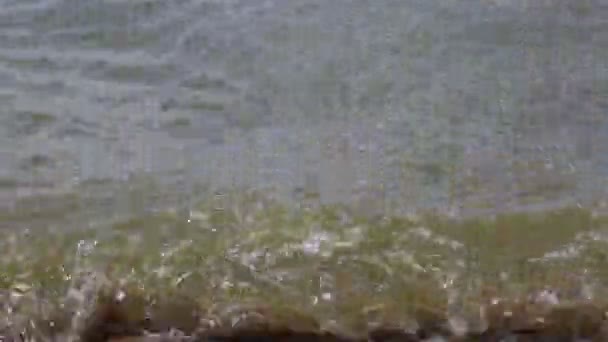 Zee Golven Wassen Zanderige Kust — Stockvideo