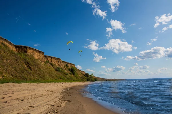 Paraglider Flying Blue Sky Paragliding — Stock Photo, Image