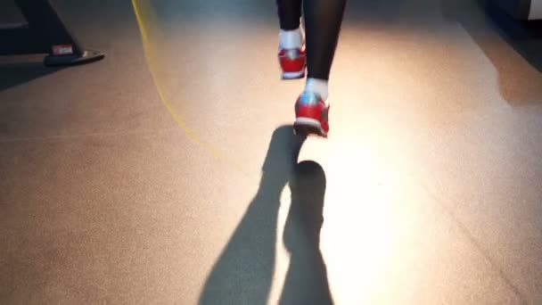 縄跳び 運動の女性のジムでハード トレーニング — ストック動画
