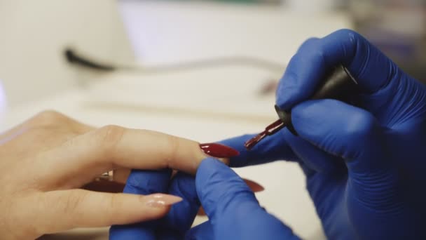 Maître Manucure Peint Des Ongles Fille Dans Salon Manucure Colorée — Video