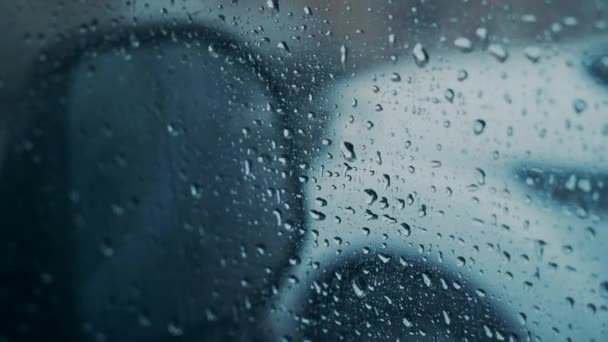 Parabrisas Momento Lluvia Espejo Del Coche — Vídeos de Stock