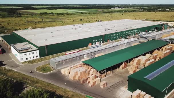 Luchtfoto Van Grote Moderne Magazijnen Het Industriecomplex — Stockvideo