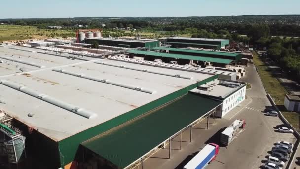 Vista Aérea Uma Grande Fábrica Processamento Madeira Complexo Industrial — Vídeo de Stock