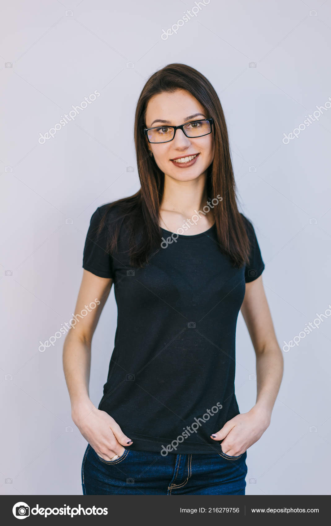 black shirt and jeans girl