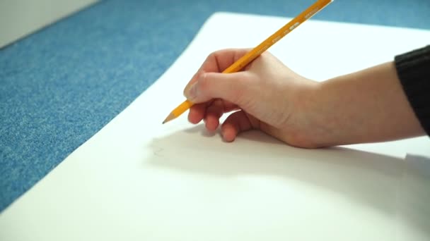 Joven Aprende Dibujar Dibujo Del Artista Con Lápiz — Vídeo de stock