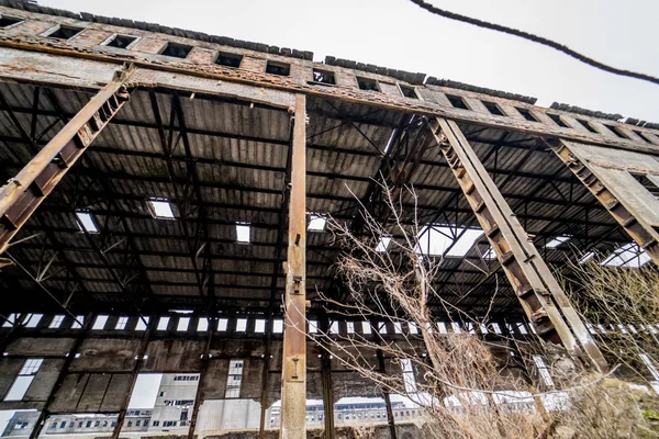 Elhagyott Régi Vegyi Gyár Maradékai Nehézipar — Stock Fotó