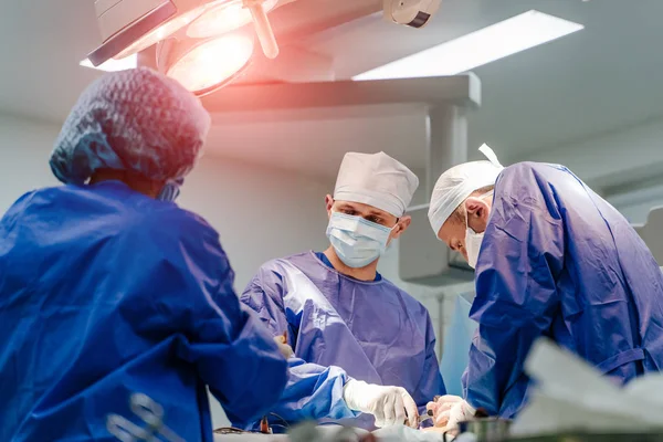 Equipa médica a operar. Grupo de cirurgiões a trabalhar na sala de operações — Fotografia de Stock