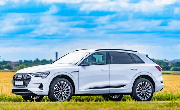 VINNITSA, UKRAINE - September 2019: Audi e-tron Sportback Concept four wheel drive electric SUV. Presentation of a new car model Stock Image