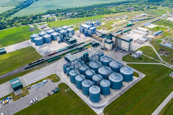 Estación Producción Bio Gas Fábrica Moderna Producción Ecológica Vista Desde — Foto de Stock