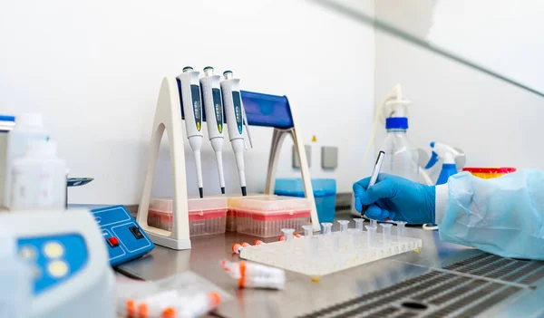 Research Laboratory Professional Laboratory Assistant Taking Blood Test Dna Research — Stock Photo, Image