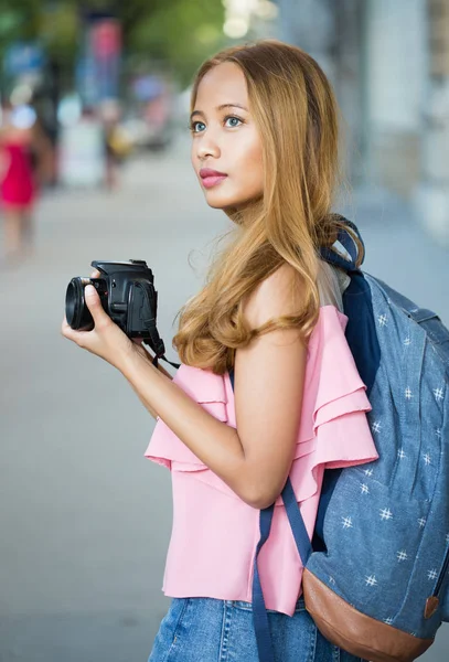 Portrait Beautiful Asian Tourist Woman Vacation Europe — Stock Photo, Image