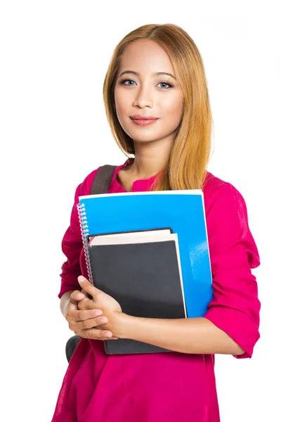 Portret Van Een Vrouw Van Prachtige Jonge Aziatische Student Geïsoleerd — Stockfoto