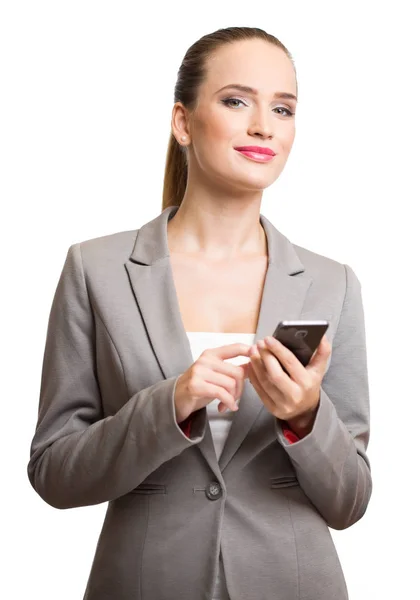 Portrait Attractive Young Businesswoman Using Smartphone — Stock Photo, Image