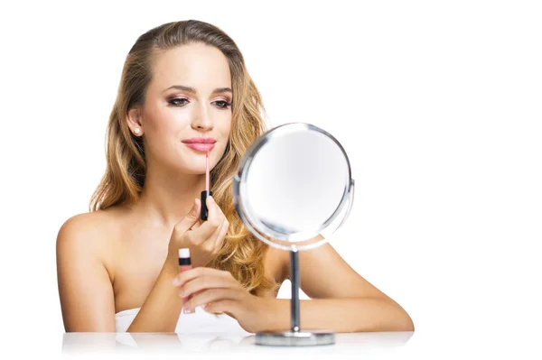 Blond Skönhet Makeup Isolerad Vit Bakgrund — Stockfoto