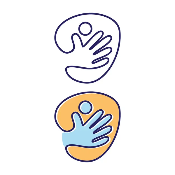 Symbole vectoriel abstrait d'icône de personnes de main sur le fond blanc — Image vectorielle