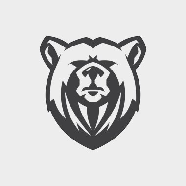 Renk grisi ile amblem tasarımı için ayı baş maskot vektör