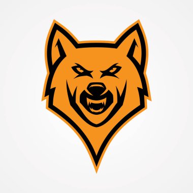 Th turuncu renk ile amblem tasarımı için Baş kurt kızgın vektör