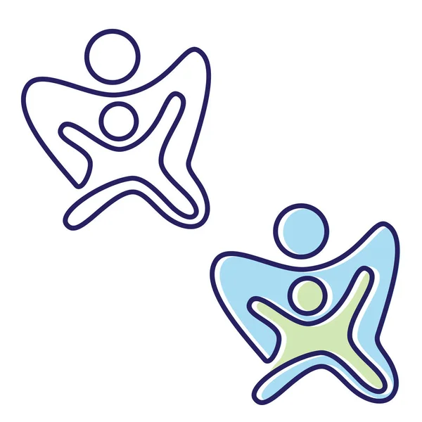 Symbole abstrait d'icône de personnes colorées dans le style plat — Image vectorielle
