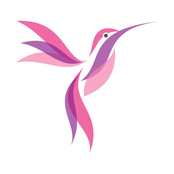 Színes Hummingbird ikon szimbólum, lapos stílusban a fehér hát — Stock Vector