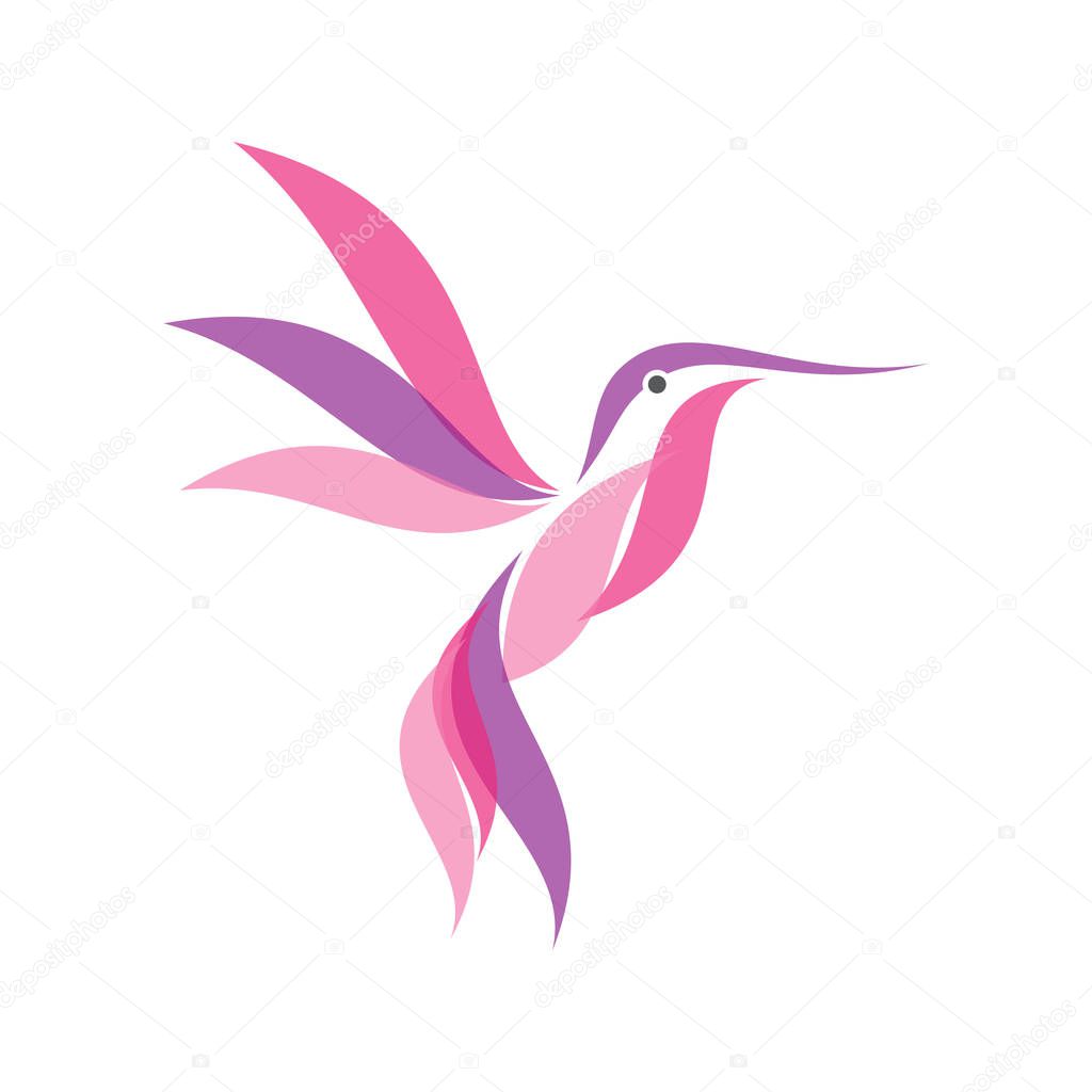 Colorful Hummingbird icon symbol in modern flat style