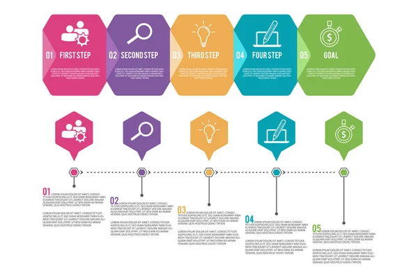 Simgeler ve 5 seçenek veya st ile vektör infografik etiket şablonu