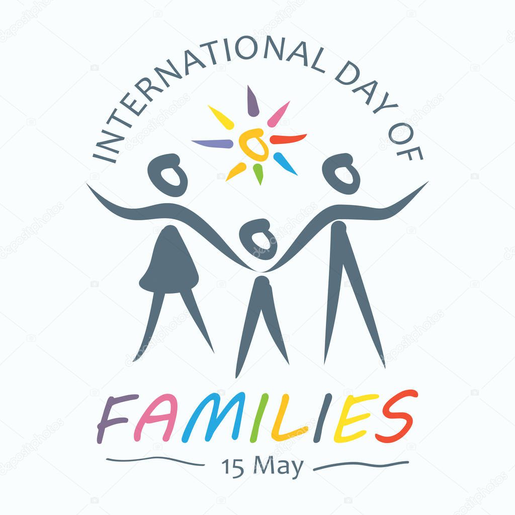 Colorful word of international day of families with family holdi