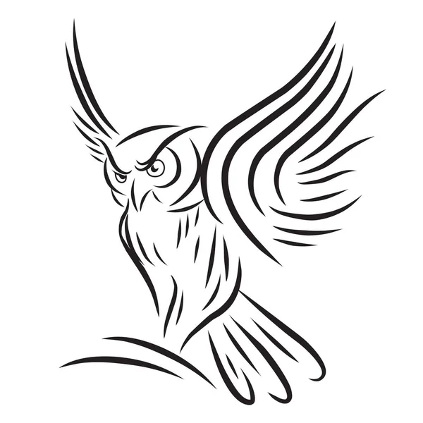 Esboço estilo coruja ícone vetor no fundo branco — Vetor de Stock
