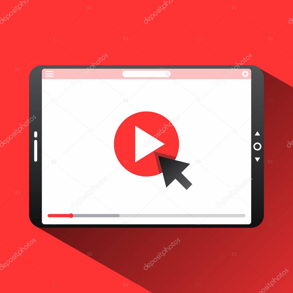 Click play the video here vector thumbnail for opening video bac