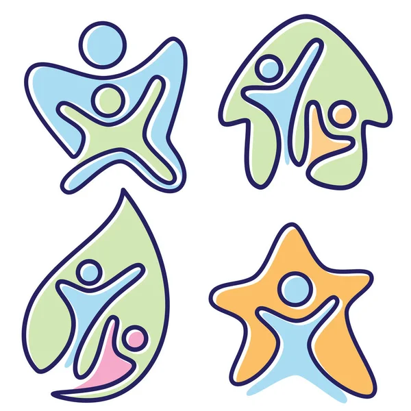 Ensemble de pictogrammes colorés icônes vecteur personnes de conception différente — Image vectorielle