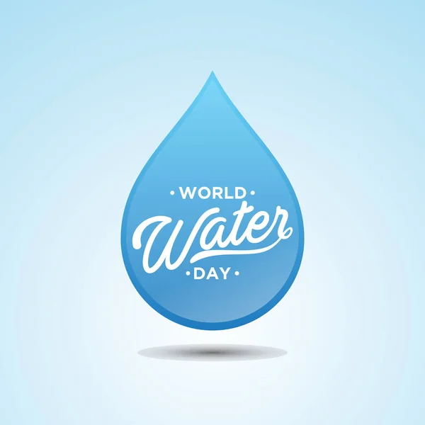 Weltwassertag Brief auf blauem Tröpfchenhintergrund — Stockvektor