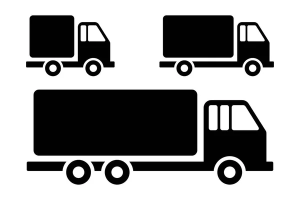 Set silhouette livraison camion plat illustration de style pour web — Image vectorielle